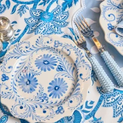 Blue Flowers Dinner & Starter Plates (Set of 8)