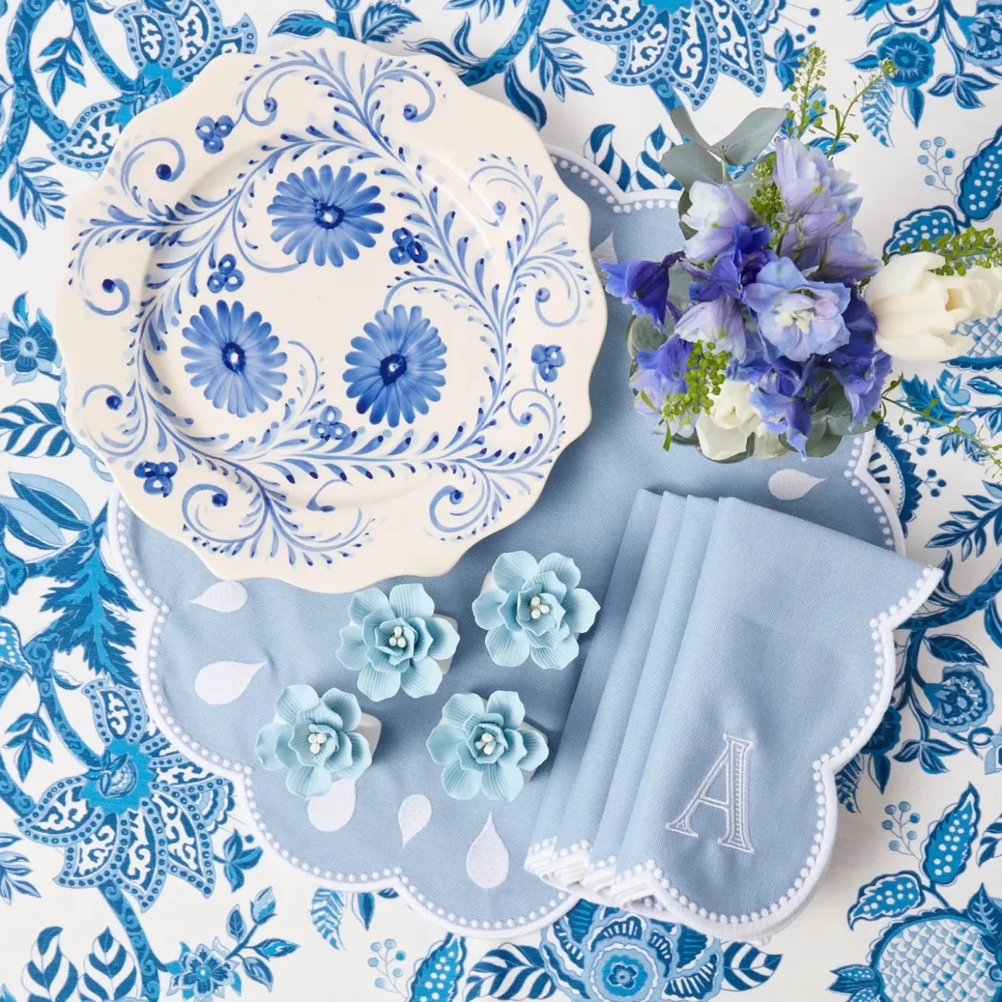 Blue Flowers Dinner Plate