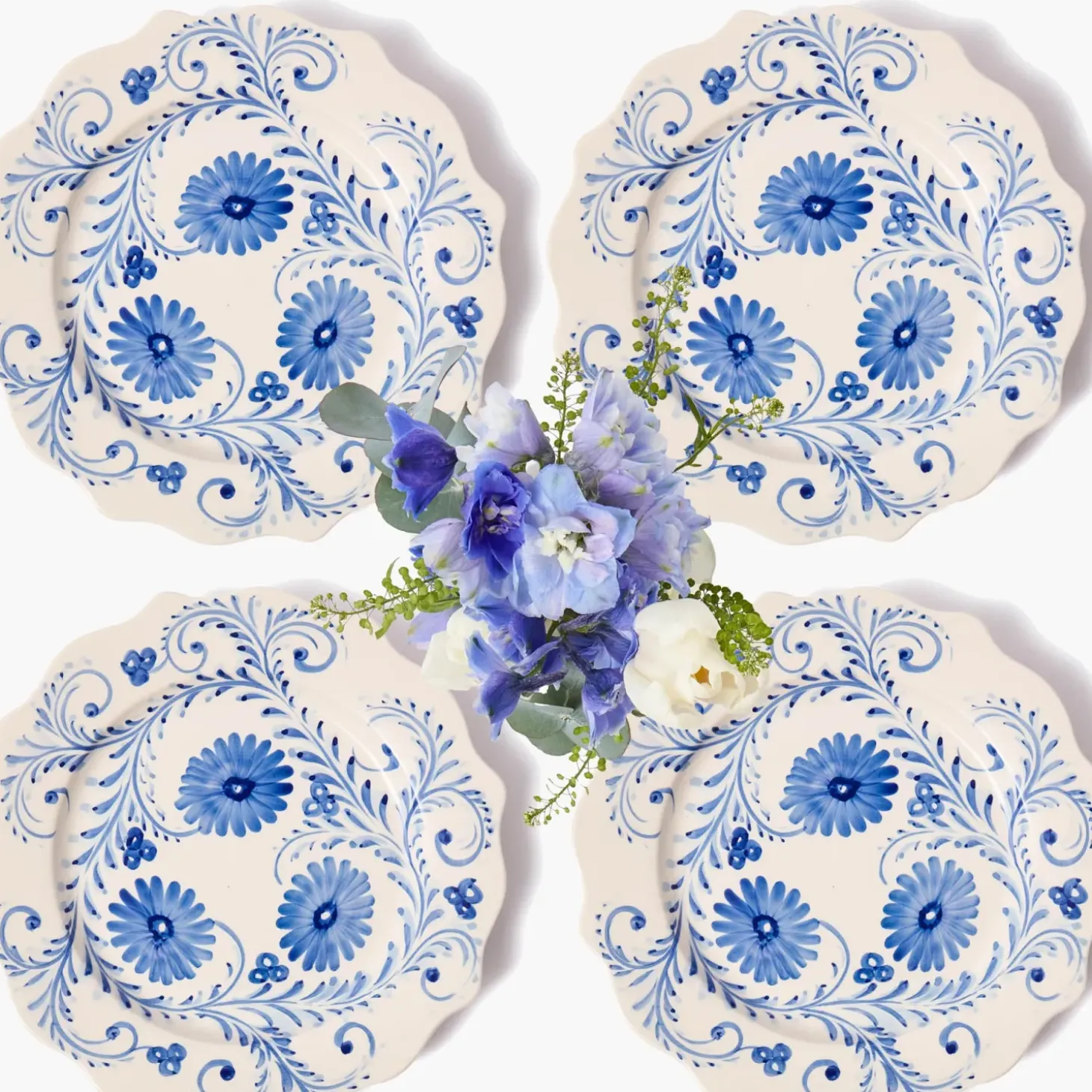 Blue Flowers Dinner Plates (Set of 4)