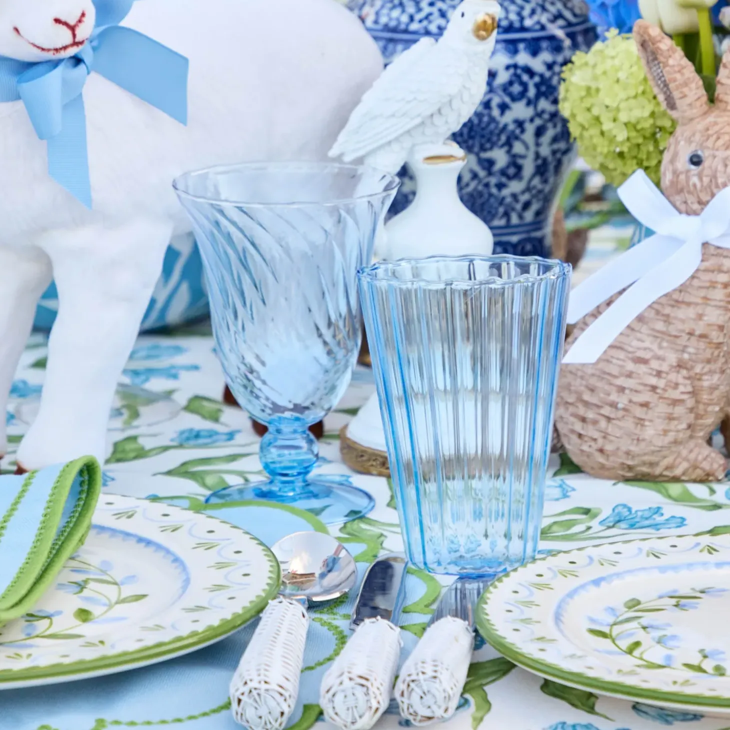 Blue Fluted Glassware (Set of 8)