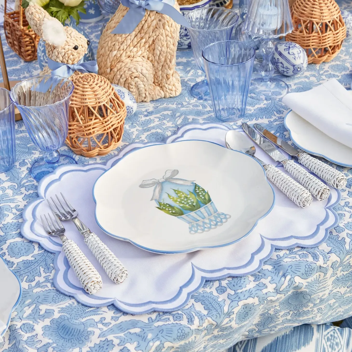 Blue Fluted Glassware (Set of 8)