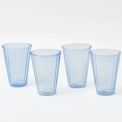 Blue Fluted Water Glasses (Set of 4)