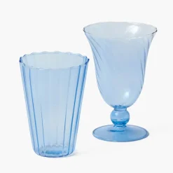 Blue Fluted Water Glasses (Set of 4)