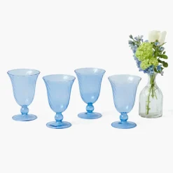 Blue Fluted Wine Glasses (Set of 4)