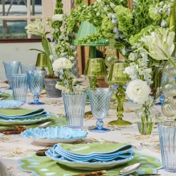 Blue Fluted Wine Glasses (Set of 4)