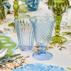 Blue Fluted Wine Glasses (Set of 4)