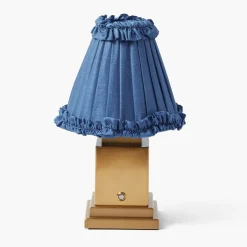 Blue Frilled Silk Lampshade (18cm)