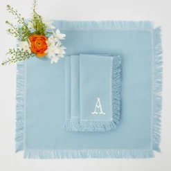 Blue Fringe Napkins (Set of 4)