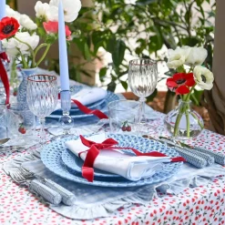 Blue Gingham Ruffle Placemats (Set of 4)