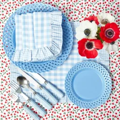 Blue Gingham Ruffle Placemats (Set of 4)