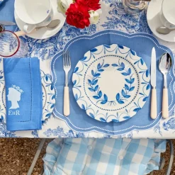 Blue Gingham Ruffle Seat Pad Cushion (Set of 4)