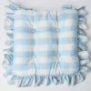Blue Gingham Ruffle Seat Pad Cushion