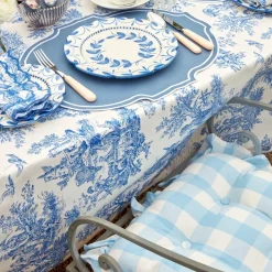 Blue Gingham Ruffle Seat Pad Cushion