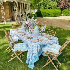Blue Gingham Ruffle Seat Pad Cushion