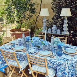 Blue Gingham Ruffle Seat Pad Cushion