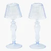 Blue Glass Lantern Tea Light Holders (Pair) - 24cm