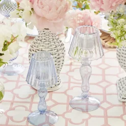 Blue Glass Lantern Tea Light Holder Set