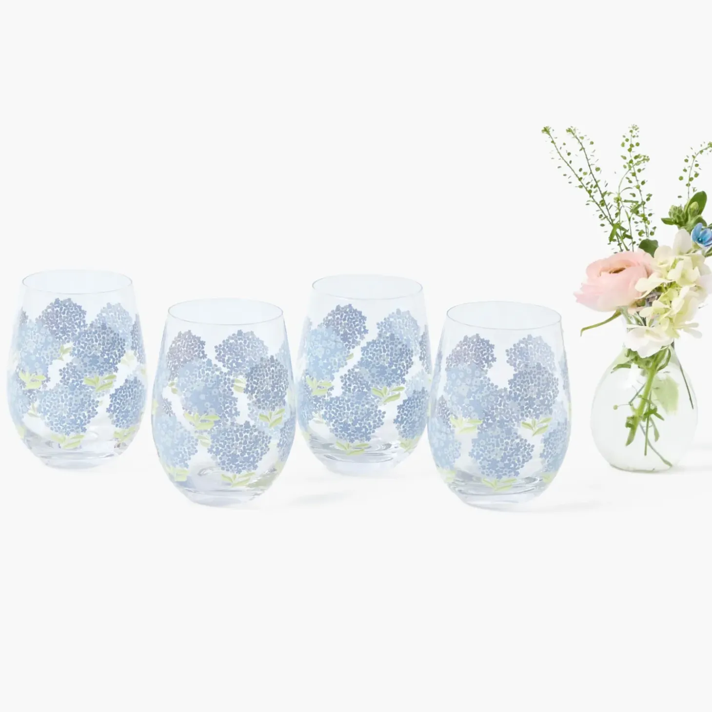 Blue Hydrangea Glasses (Set of 4)