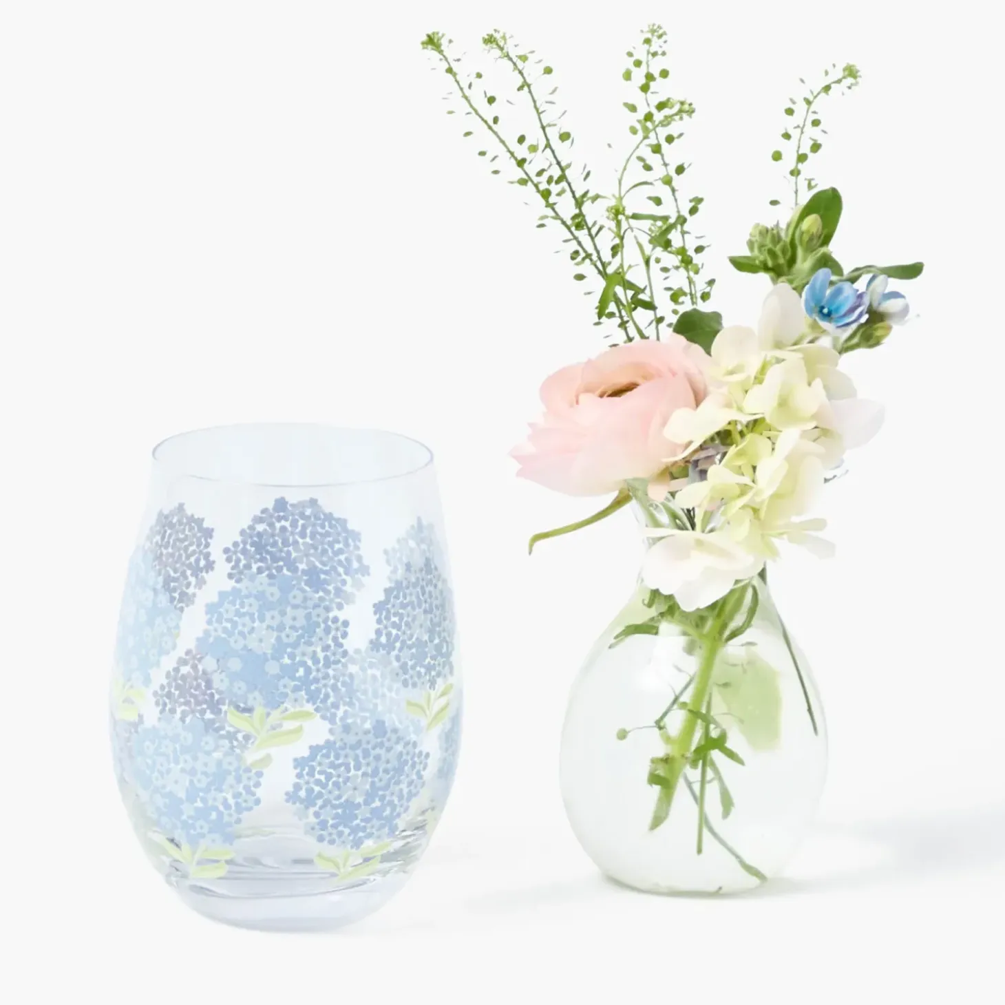 Blue Hydrangea Glasses (Set of 4)