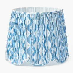 Blue Ikat Deep Scalloped Lampshade (40cm)