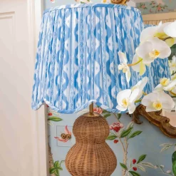 Blue Ikat Deep Scalloped Lampshade (40cm)