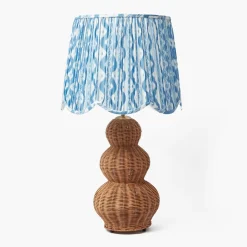 Blue Ikat Deep Scalloped Lampshade (40cm)