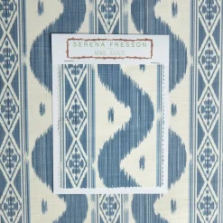 Blue Ikat Stripe Fabric