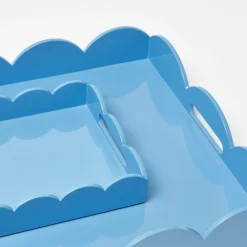 Blue Lacquer Scalloped Tray
