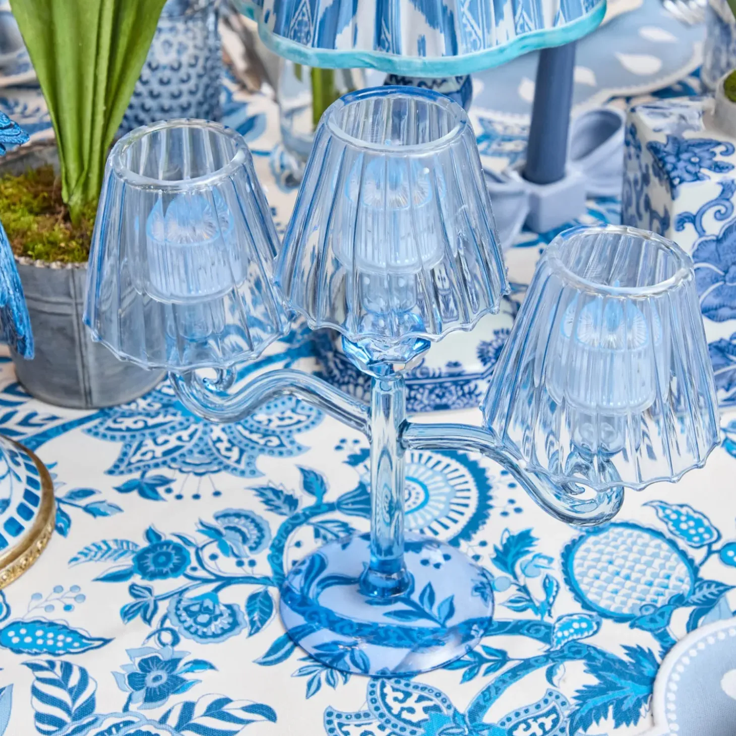 Blue Lantern Tealight Candleabra