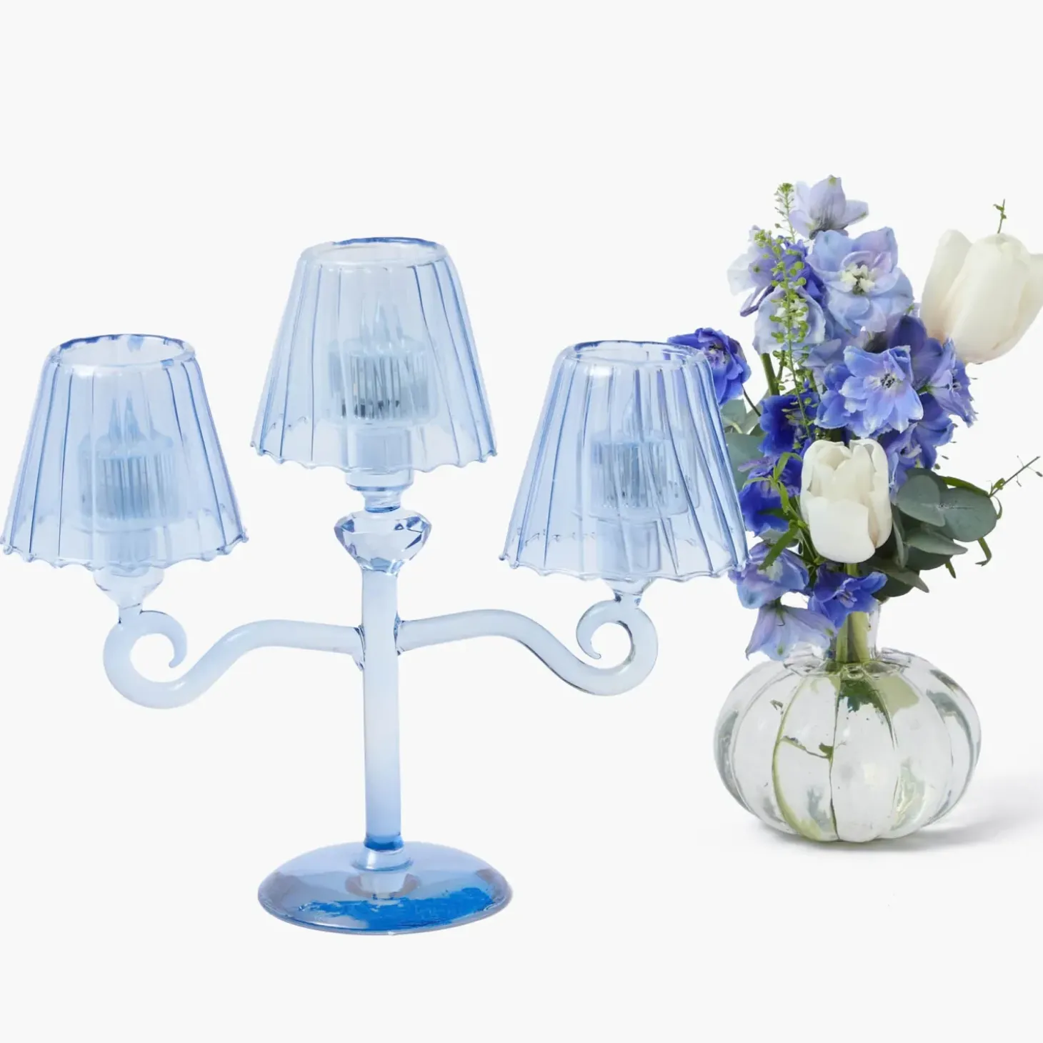 Blue Lantern Tealight Candleabra