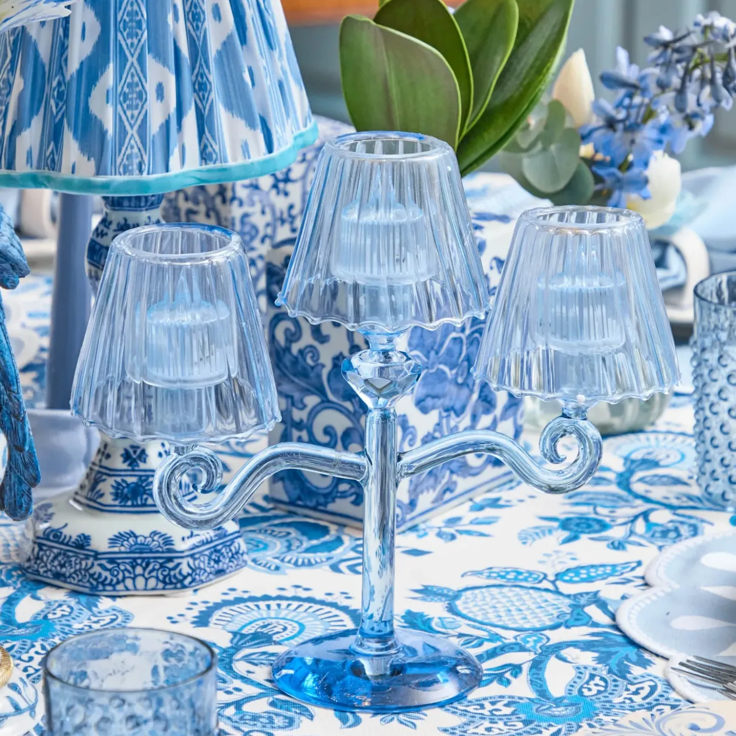 Blue Lantern Tealight Candleabra