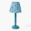 Blue Leonora Lacquer Rechargeable Lamp with Blue Ikat Shade (18cm)
