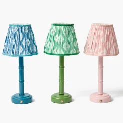 Blue Leonora Lacquer Rechargeable Lamp with Blue Ikat Shade (18cm)