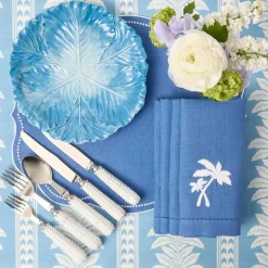 Blue Linen Eloise Placemats & Palm Tree Napkins (Set of 4)