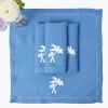 Blue Linen Palm Tree Napkins (Set of 4)