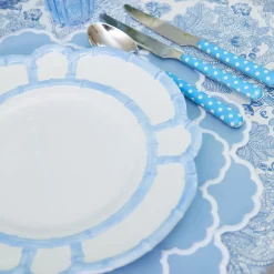 Blue Melamine Bamboo Dinner & Starter Plates (Set of 8)