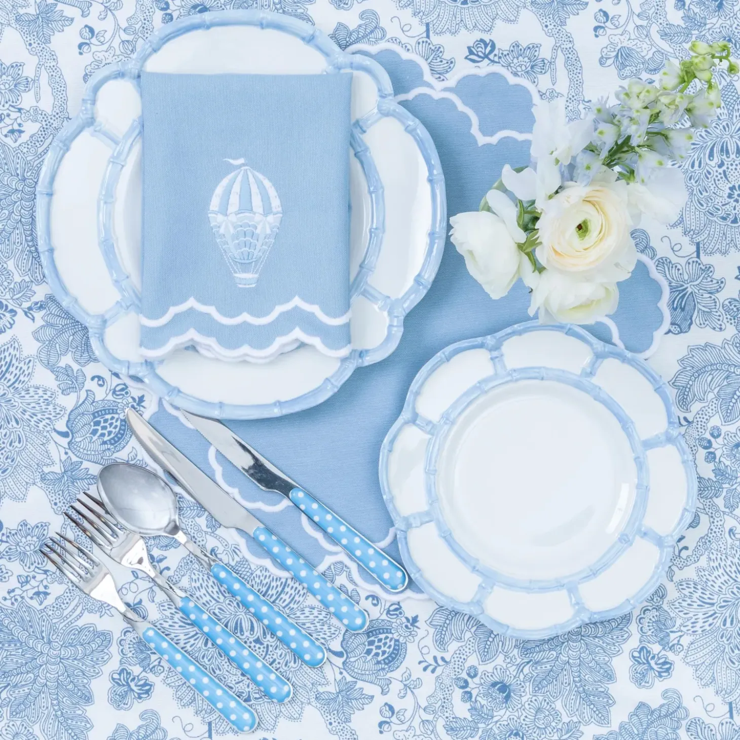 Blue Melamine Bamboo Dinner & Starter Plates (Set of 8)
