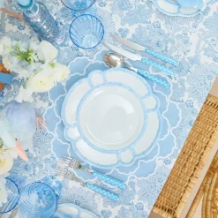 Blue Melamine Bamboo Dinner & Starter Plates (Set of 8)