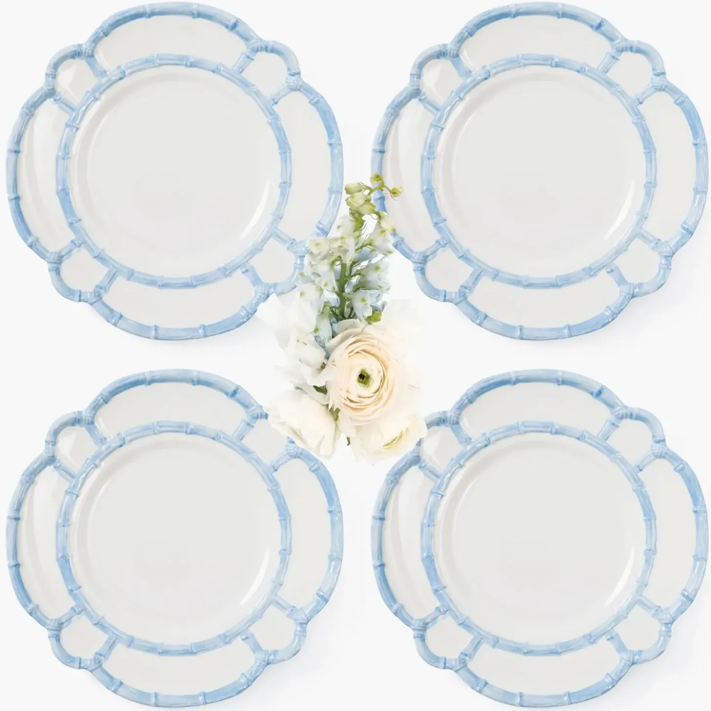 Blue Melamine Bamboo Dinner Plate (Set of 4)