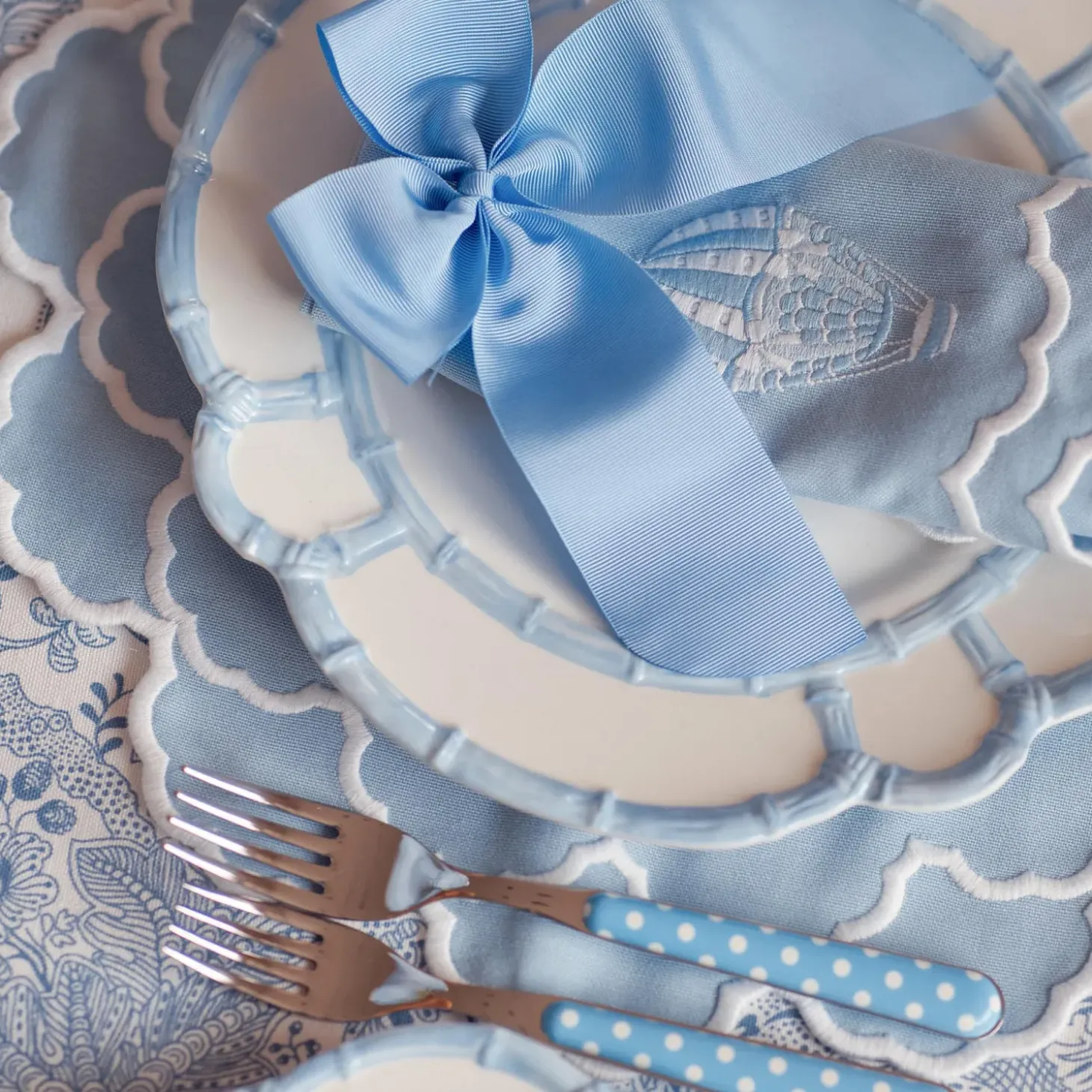 Blue Melamine Bamboo Dinner Plate (Set of 4)