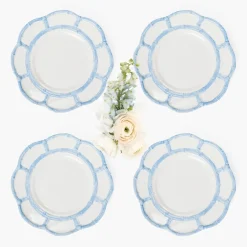 Blue Melamine Bamboo Starter Plates (Set of 4)