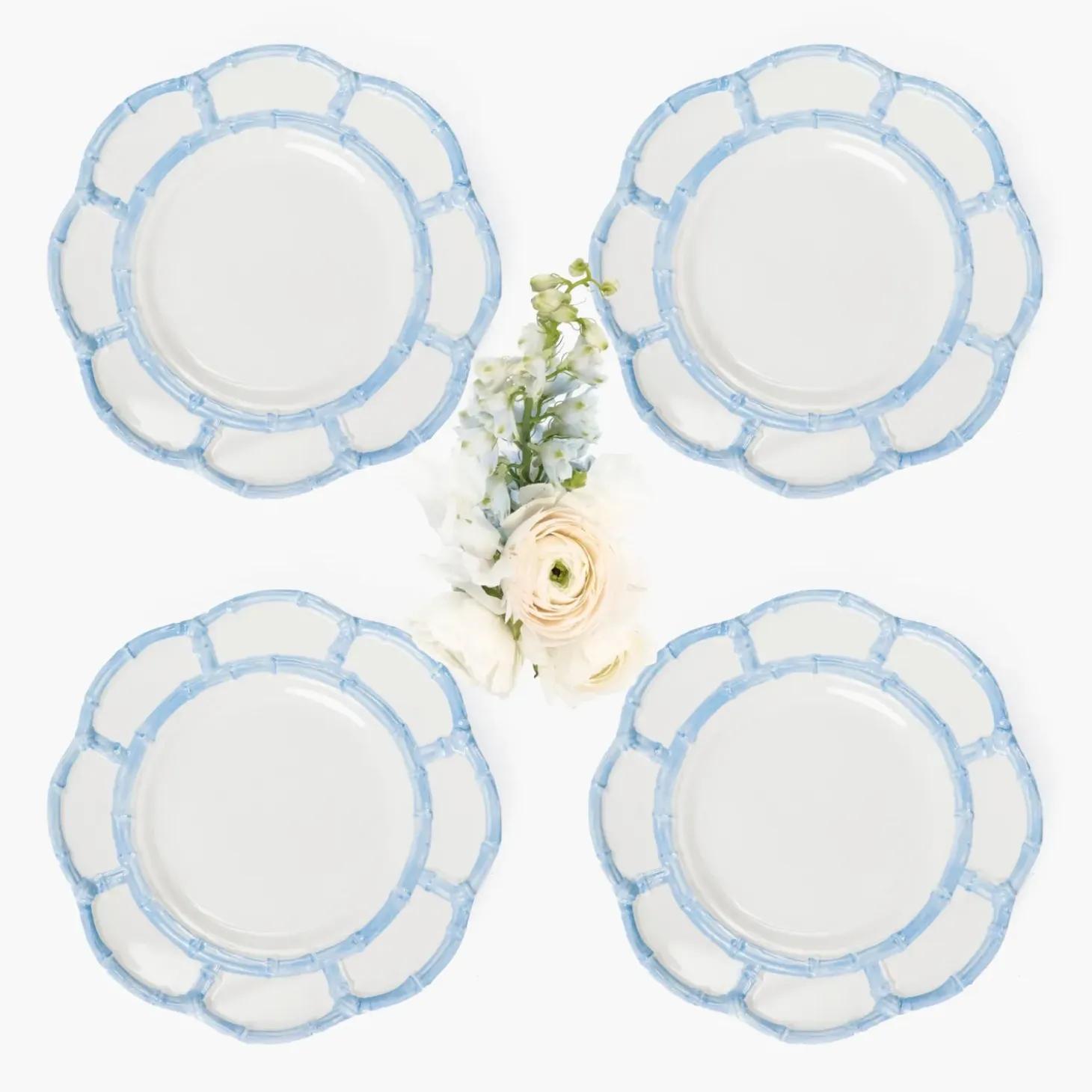 Blue Melamine Bamboo Starter Plates (Set of 4)