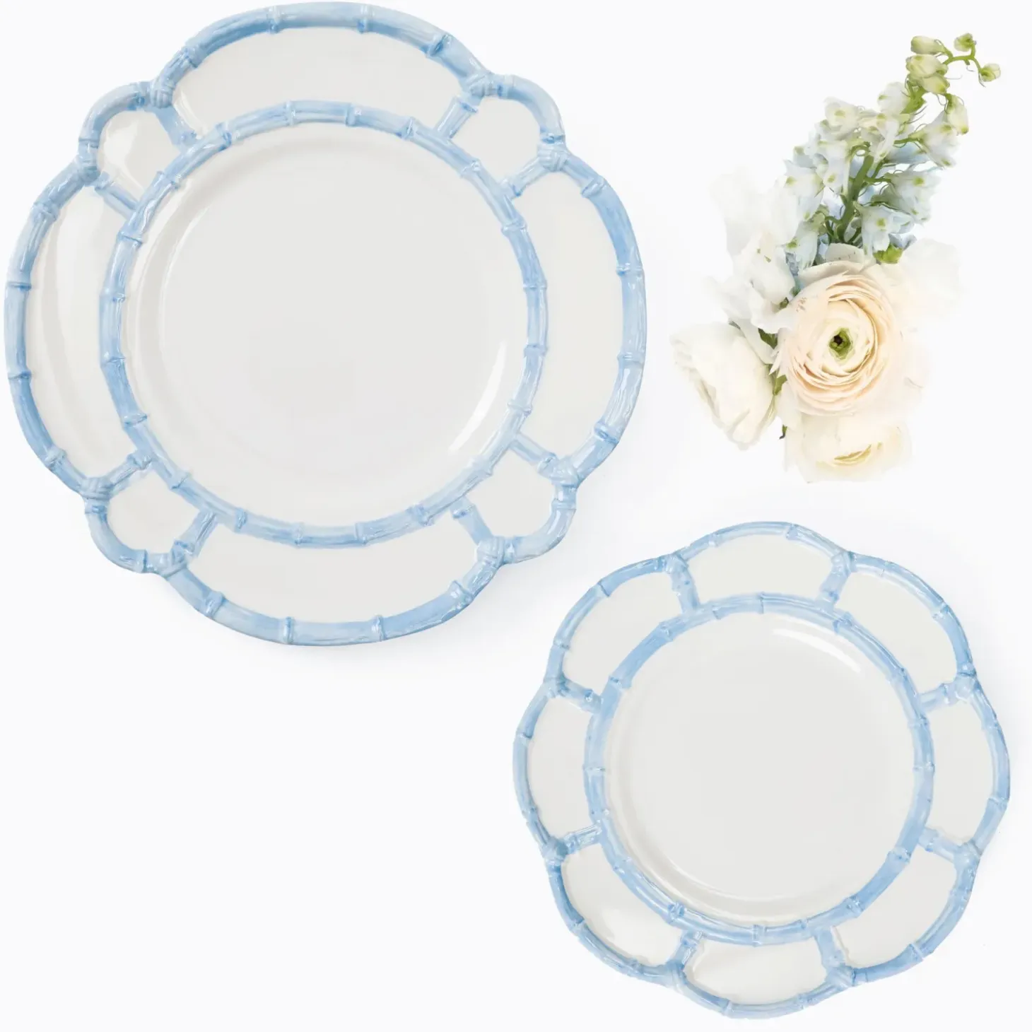 Blue Melamine Bamboo Starter Plates (Set of 4)