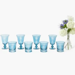 Blue Palm Glassware (Set of 8)