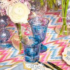 Blue Palm Water Glasses (Set of 4)