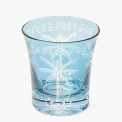 Blue Palm Water Glasses (Set of 4)