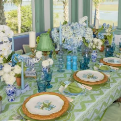 Blue Palm Water Glasses (Set of 4)