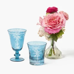 Blue Palm Wine Glasses (Set of 4)