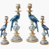 Blue Parrot Candle Holder Set