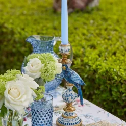 Blue Parrot Candle Holder Set